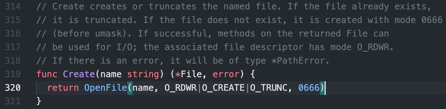 os.Create
